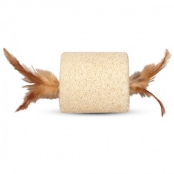 Игрушка NATURAL для кошек из люфы "Цилиндр с перьями"