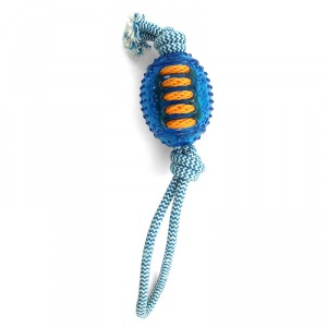 TRIOL TPR12 Игрушка для собак из термопластичной резины ”Мяч для регби с верёвкой” - уменьшенная 1