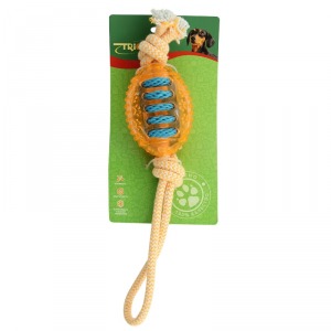 TRIOL TPR12 Игрушка для собак из термопластичной резины ”Мяч для регби с верёвкой” - уменьшенная 2