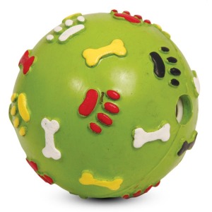 TRIOL Игрушка для собак из цельнолитой резины "Мяч с лапками и косточками со звуком"