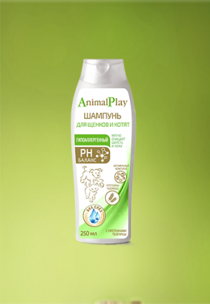 Animal Play-Гипоаллергенный шампунь с протеинами пшеницы и витаминами для щенков и котят