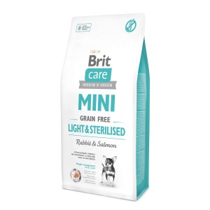 Brit Care MINI Light&Sterilised беззерновой корм c кроликом и лососем для собак миниатюрных пород с избыточным весом или стерилизованных
