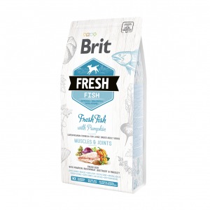 Brit Fresh сухой корм со свежей рыбой и тыквой для взрослых собак крупных пород