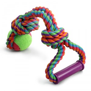 Triol 0113XJИгрушка для собак, верёвка с ручкой, 2 узла и мяч