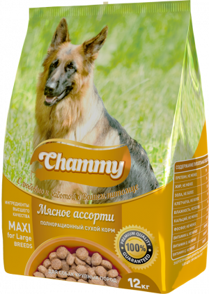 Chammy Полнорационный сухой корм для собак Мясное ассорти