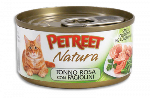 Petreet консервы для кошек кусочки розового тунца с зеленой фасолью