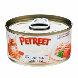 Petreet консервы для кошек куриная грудка с лососем
