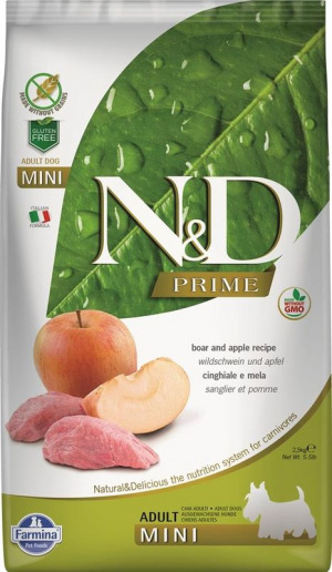 Farmina N&D Prime Полнорационный беззерновой корм для взрослых собак мелких пород, кабан и яблоко
