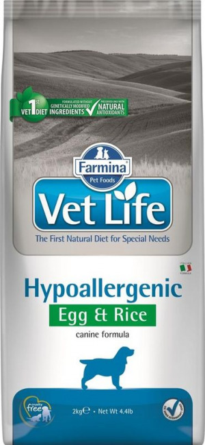 Farmina Vet Life Гипоаллергенное диетическое питание с яйцом и рисом для собак при пищевой аллергии или пищевой непереносимости