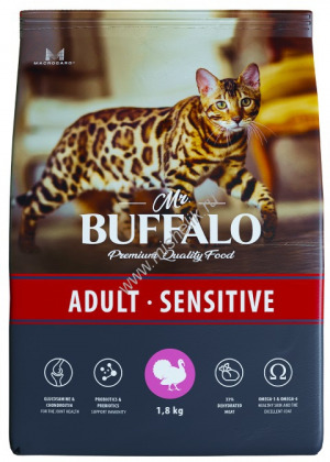 Mr.Buffalo ADULT SENSITIVE Сухой корм для кошек Индейка