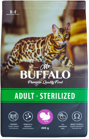 Mr.Buffalo STERILIZED Сухой корм для кошек Индейка