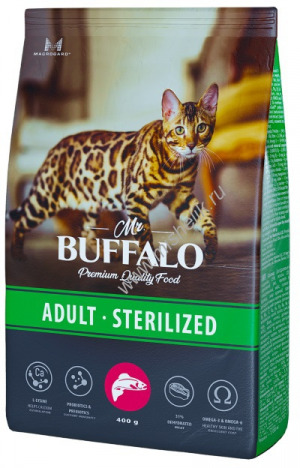 Mr.Buffalo STERILIZED Сухой корм для кошек Лосось