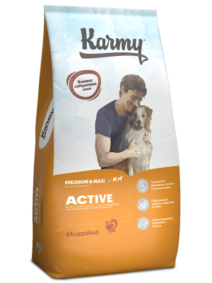 Karmy Active Medium & Maxi Сухой корм для собак средних и крупных пород с Индейкой