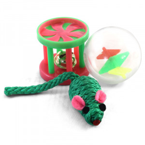 Набор игрушек XW7006 для кошек (мяч, мышь, барабан)